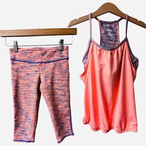 Zella Girl | Set Coral Spacedye Capri Pants + Tank
